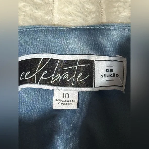 Celebrate DB Studio Flutter Sleeve Georgette Wrap Slate Blue MOB Maxi Dress 10 - Picture 6 of 10